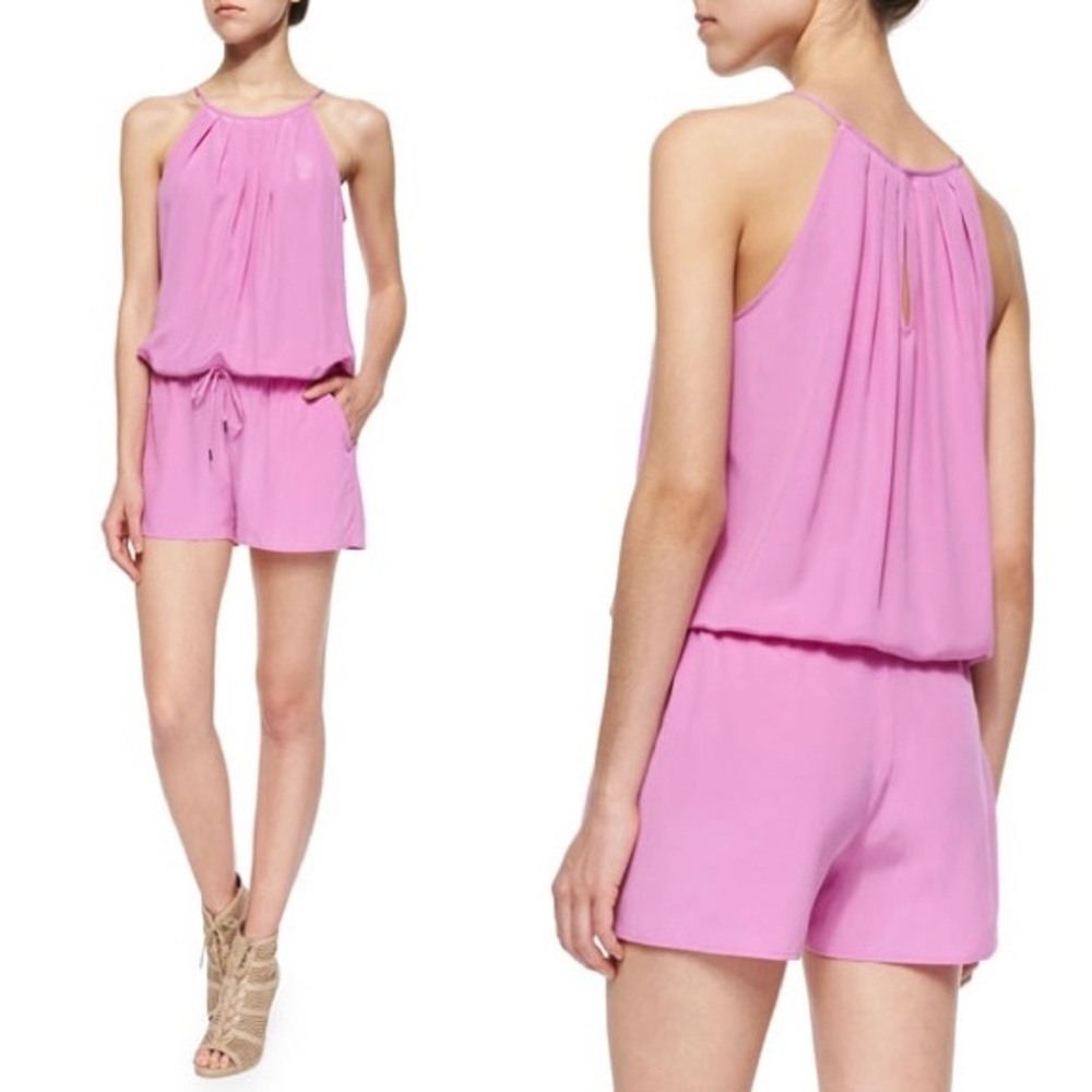 Joie Jarri 100% Silk Romper Orchid Pink S